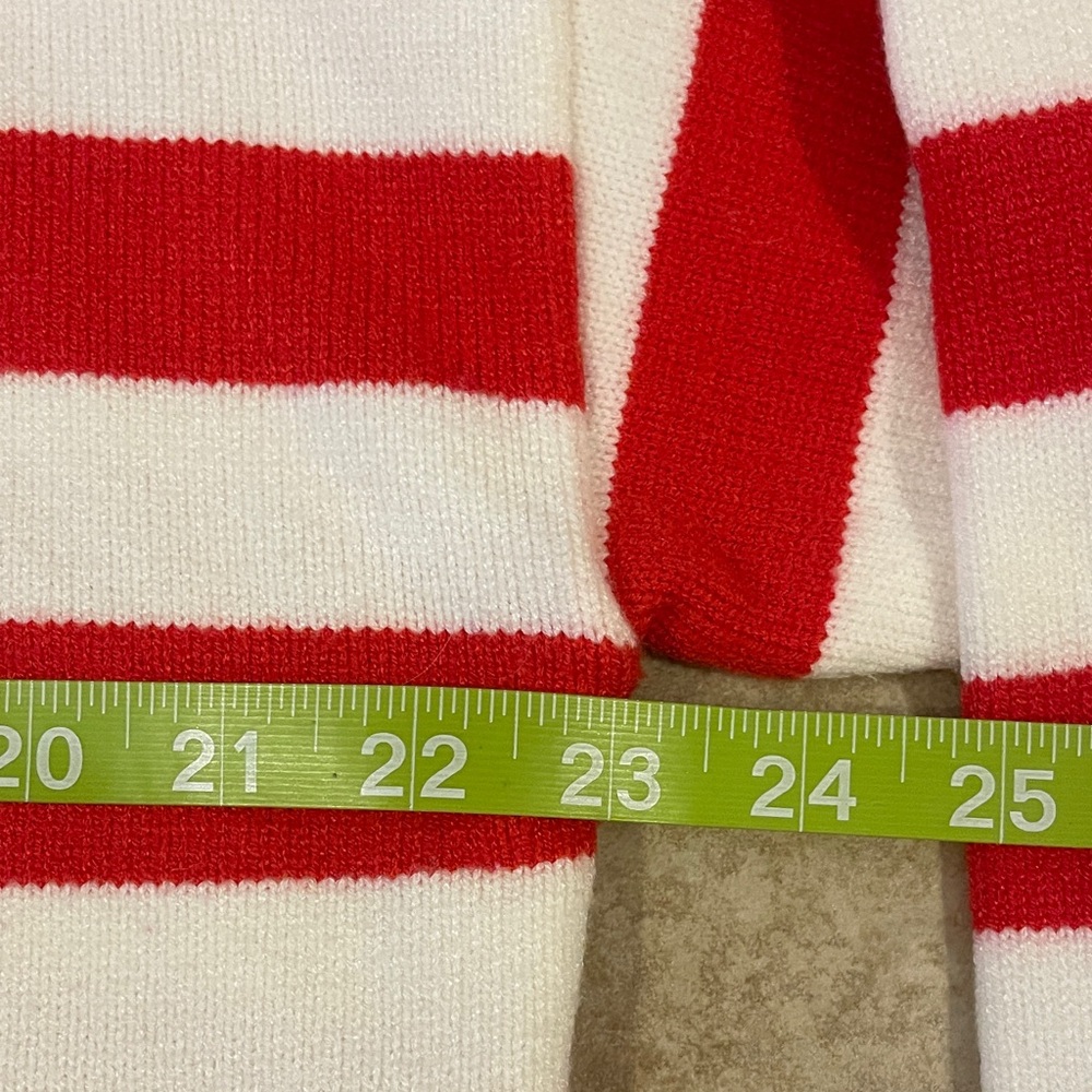 Marled Red and White Striped Sweater XL - Picture 8 of 10